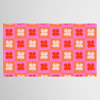 Retro Tropical Checkered Floral Pattern Tablecloth Gallery Image 2