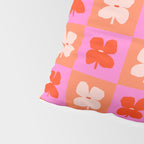 Retro Tropical Checkered Floral Pattern Pillow Sham Gallery Image 4