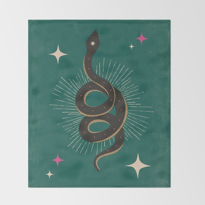 Slither - Green Throw Blanket Gallery Image 2