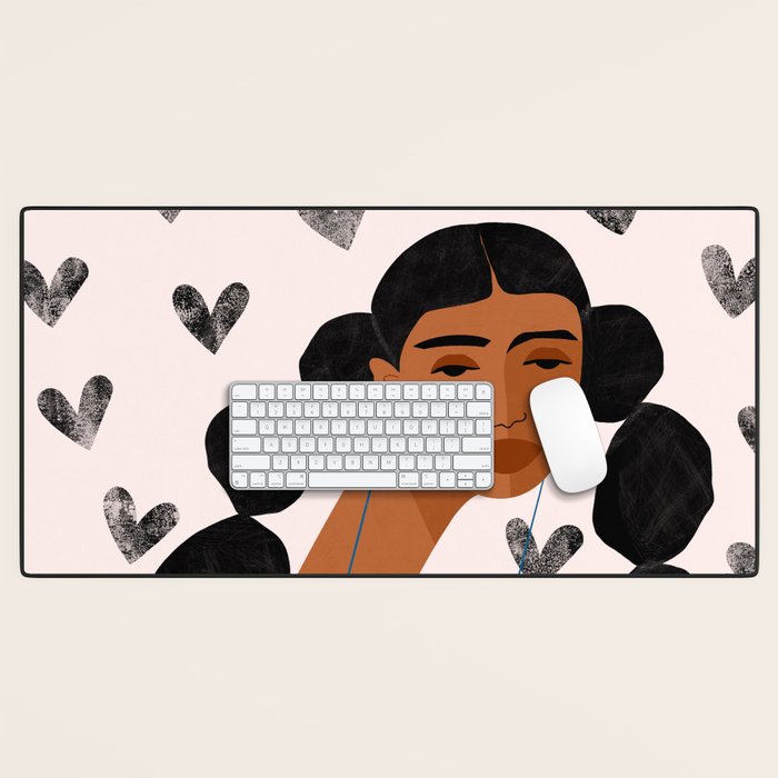 Boho Valentine Braids Desk Mat Gallery Image 1