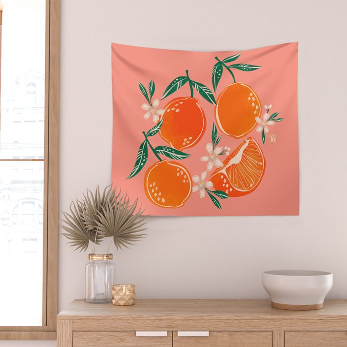 Fresh tangerines Wall Tapestry Gallery Image 2