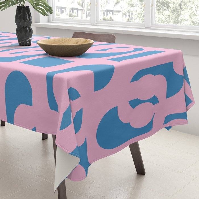 Colorful Contemporary Abstract Loop Pattern in Pink and Blue Tablecloth Gallery Image 3