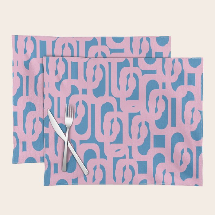 Colorful Contemporary Abstract Loop Pattern in Pink and Blue Placemat Gallery Image 1