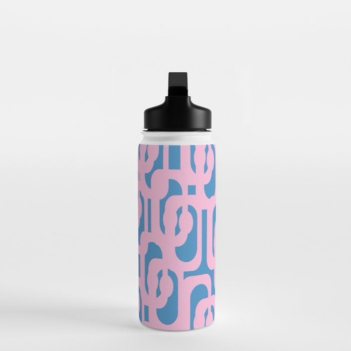 Colorful Contemporary Abstract Loop Pattern in Pink and Blue Water Bottle Gallery Image 3