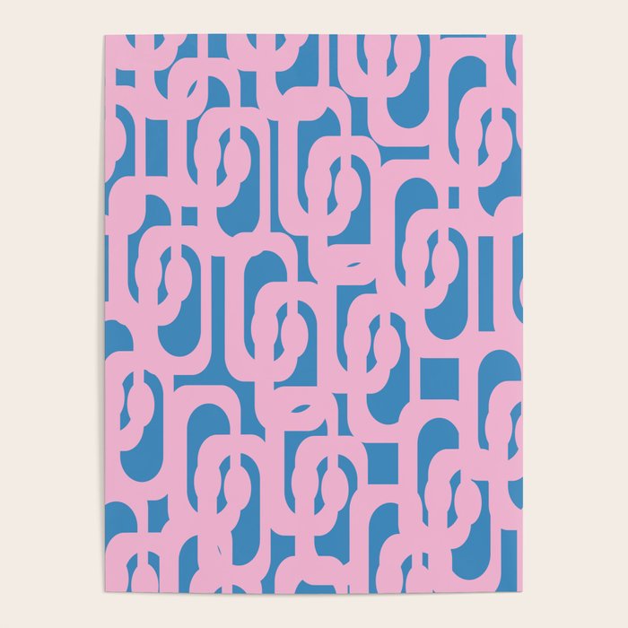 Colorful Contemporary Abstract Loop Pattern in Pink and Blue Poster Gallery Image 4