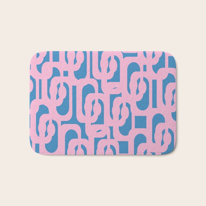 Colorful Contemporary Abstract Loop Pattern in Pink and Blue Bath Mat Gallery Image 1
