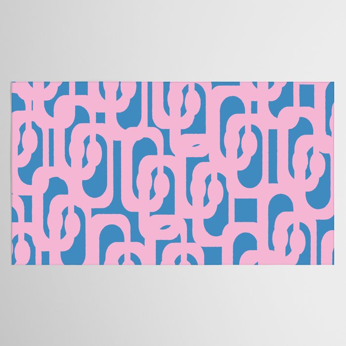 Colorful Contemporary Abstract Loop Pattern in Pink and Blue Tablecloth Gallery Image 2