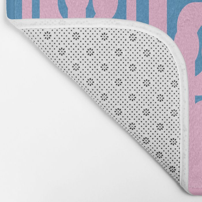 Colorful Contemporary Abstract Loop Pattern in Pink and Blue Bath Mat Gallery Image 2