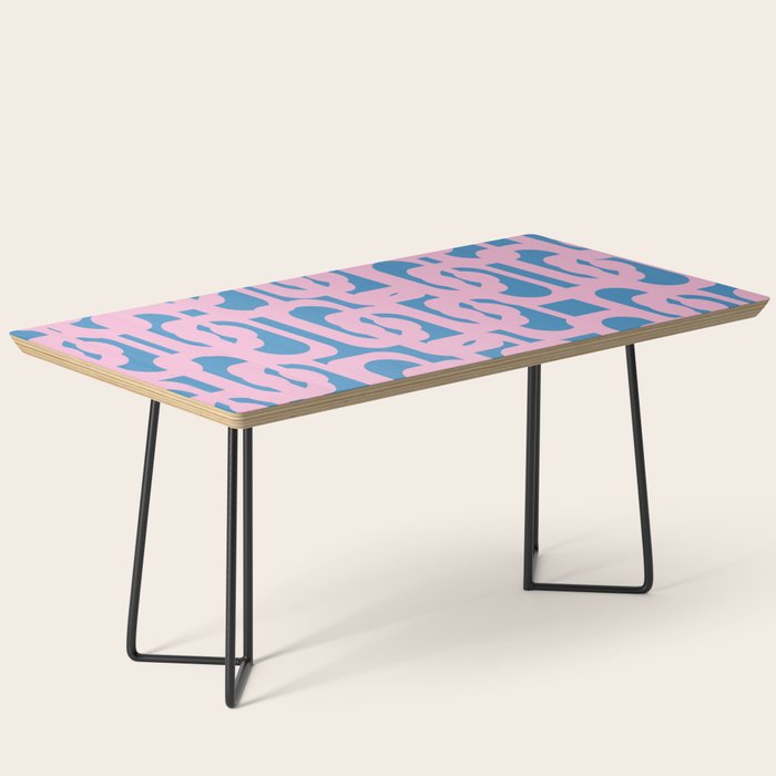 Colorful Contemporary Abstract Loop Pattern in Pink and Blue Coffee Table Gallery Image 1