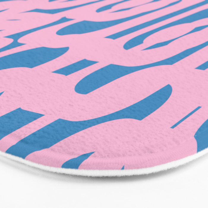 Colorful Contemporary Abstract Loop Pattern in Pink and Blue Bath Mat Gallery Image 3