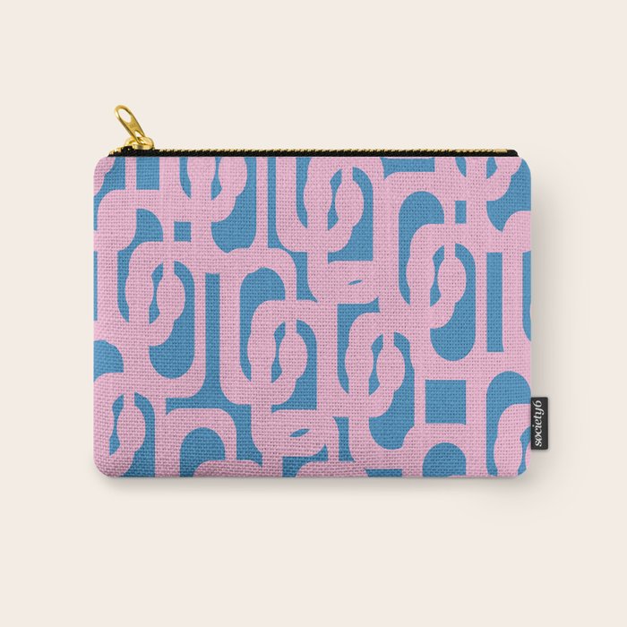 Colorful Contemporary Abstract Loop Pattern in Pink and Blue Carry All Pouch Gallery Image 1