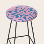 Colorful Contemporary Abstract Loop Pattern in Pink and Blue Stool Gallery Image 2