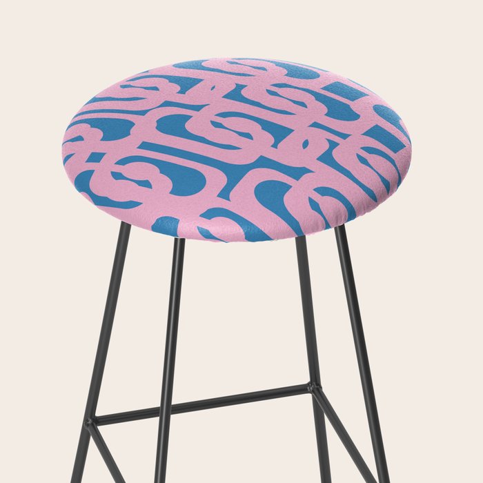 Colorful Contemporary Abstract Loop Pattern in Pink and Blue Stool Gallery Image 2