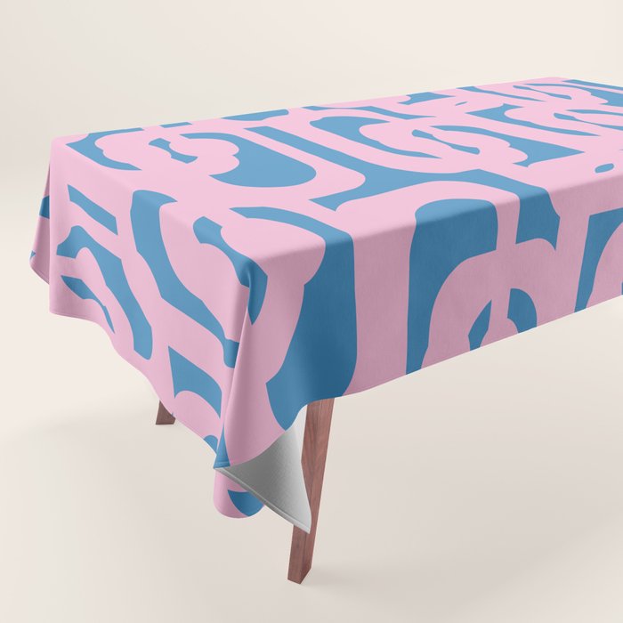 Colorful Contemporary Abstract Loop Pattern in Pink and Blue Tablecloth Gallery Image 1