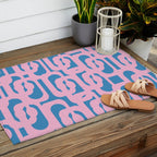 Colorful Contemporary Abstract Loop Pattern in Pink and Blue Outdoor Rug Gallery Image 2