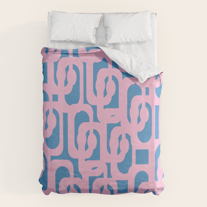 Colorful Contemporary Abstract Loop Pattern in Pink and Blue Duvet Cover Gallery Image 1