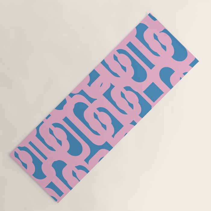Colorful Contemporary Abstract Loop Pattern in Pink and Blue Yoga Mat Gallery Image 1