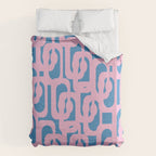 Colorful Contemporary Abstract Loop Pattern in Pink and Blue Duvet Cover Gallery Image 6