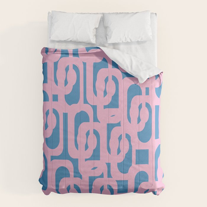 Colorful Contemporary Abstract Loop Pattern in Pink and Blue Comforter Gallery Image 6