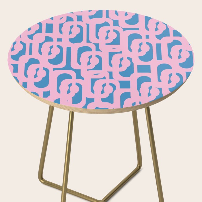 Colorful Contemporary Abstract Loop Pattern in Pink and Blue Side Table Gallery Image 2