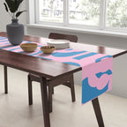 Colorful Contemporary Abstract Loop Pattern in Pink and Blue Table Runner Gallery Image 2