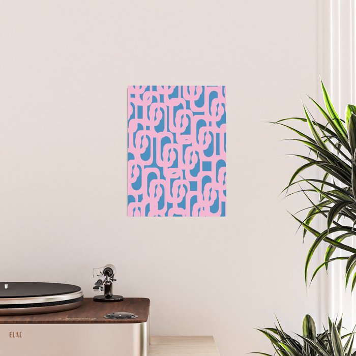 Colorful Contemporary Abstract Loop Pattern in Pink and Blue Poster Gallery Image 2