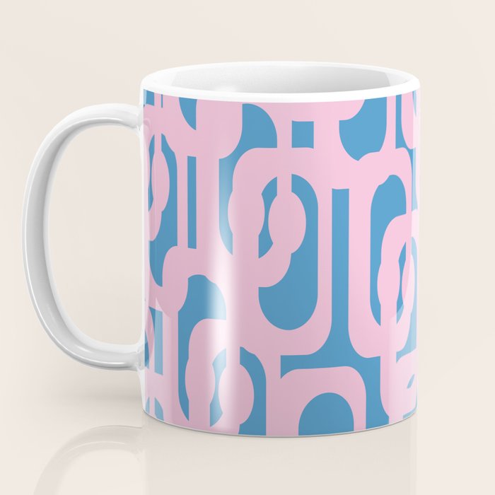 Colorful Contemporary Abstract Loop Pattern in Pink and Blue Coffee Mug Gallery Image 3