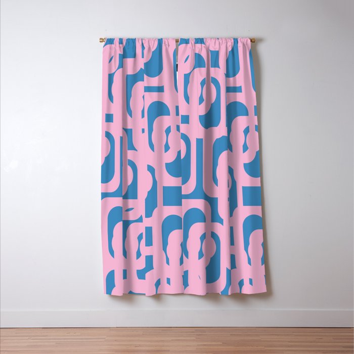 Colorful Contemporary Abstract Loop Pattern in Pink and Blue Window Curtain Gallery Image 3