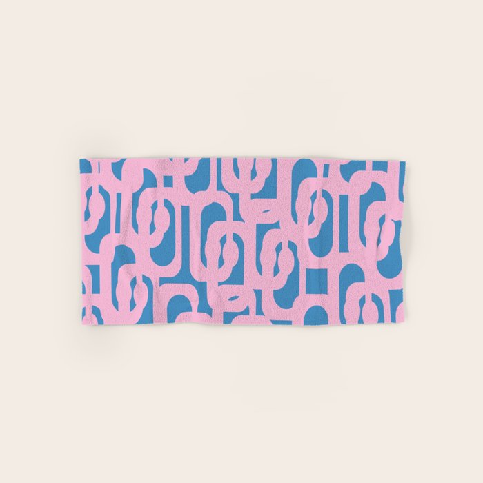 Colorful Contemporary Abstract Loop Pattern in Pink and Blue Bath Towel Gallery Image 1