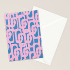 Colorful Contemporary Abstract Loop Pattern in Pink and Blue Stationery Card Gallery Image 2