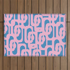 Colorful Contemporary Abstract Loop Pattern in Pink and Blue Outdoor Rug Gallery Image 1