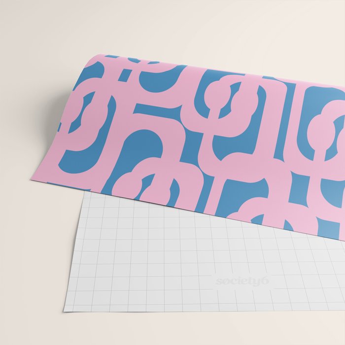 Colorful Contemporary Abstract Loop Pattern in Pink and Blue Wrapping Paper Gallery Image 2