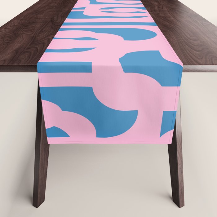 Colorful Contemporary Abstract Loop Pattern in Pink and Blue Table Runner Gallery Image 1