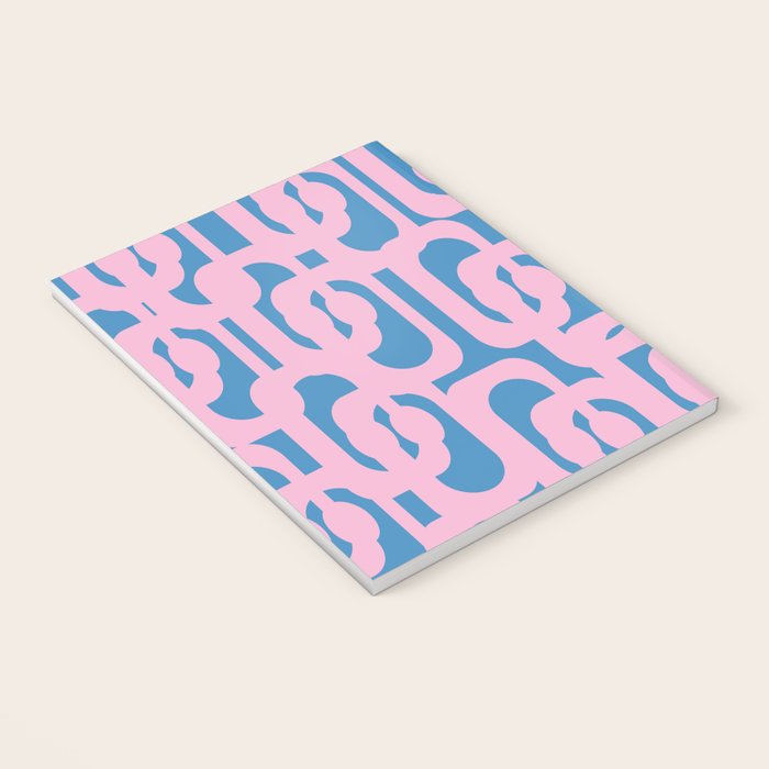 Colorful Contemporary Abstract Loop Pattern in Pink and Blue Notebook Gallery Image 3