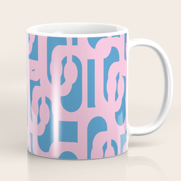Colorful Contemporary Abstract Loop Pattern in Pink and Blue Coffee Mug Gallery Image 1