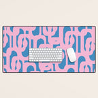 Colorful Contemporary Abstract Loop Pattern in Pink and Blue Desk Mat Gallery Image 1