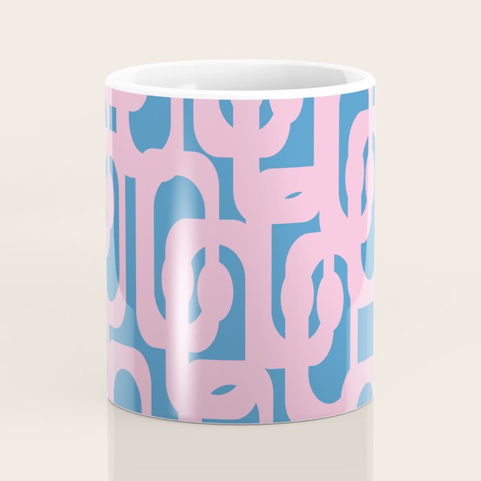Colorful Contemporary Abstract Loop Pattern in Pink and Blue Coffee Mug Gallery Image 4