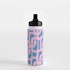 Colorful Contemporary Abstract Loop Pattern in Pink and Blue Water Bottle Gallery Image 2
