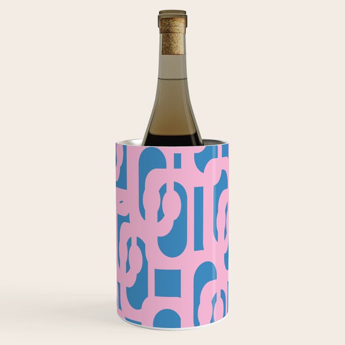 Colorful Contemporary Abstract Loop Pattern in Pink and Blue Wine Chiller Gallery Image 3