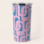 Colorful Contemporary Abstract Loop Pattern in Pink and Blue Travel Mug Gallery Image 1