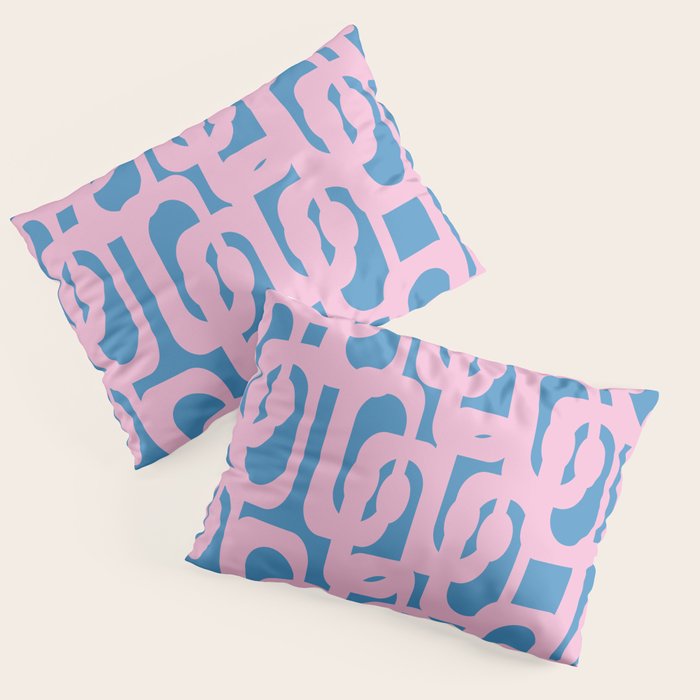 Colorful Contemporary Abstract Loop Pattern in Pink and Blue Pillow Sham Gallery Image 3