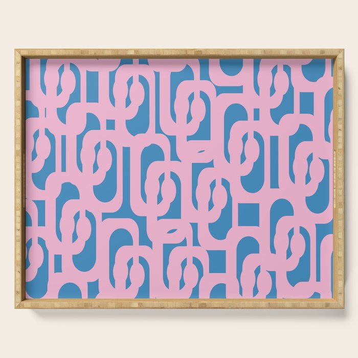 Colorful Contemporary Abstract Loop Pattern in Pink and Blue Serving Tray Gallery Image 1