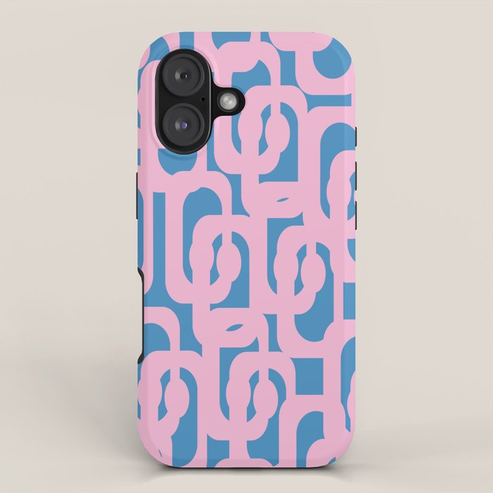 Colorful Contemporary Abstract Loop Pattern in Pink and Blue iPhone Case Gallery Image 1