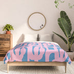 Colorful Contemporary Abstract Loop Pattern in Pink and Blue Comforter Gallery Image 3