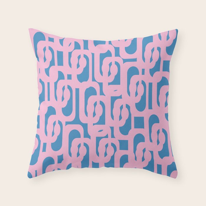 Colorful Contemporary Abstract Loop Pattern in Pink and Blue Throw Pillow Gallery Image 6