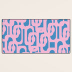 Colorful Contemporary Abstract Loop Pattern in Pink and Blue Desk Mat Gallery Image 3
