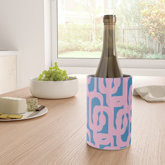 Colorful Contemporary Abstract Loop Pattern in Pink and Blue Wine Chiller Gallery Image 4
