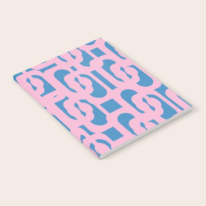 Colorful Contemporary Abstract Loop Pattern in Pink and Blue Notebook Gallery Image 1