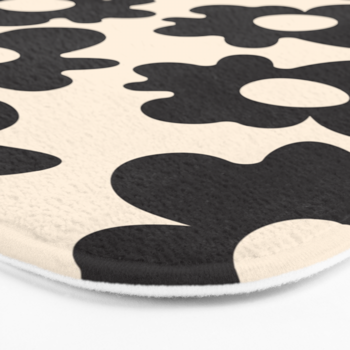 Black and White - Abstract Flower Shape - Cream Background Bath Mat Gallery Image 3