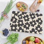 Black and White - Abstract Flower Shape - Cream Background Cutting Board Gallery Image 2